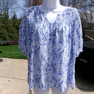 NWT ALEX&LILI BLUE FLORAL PRINT BLOUSE M